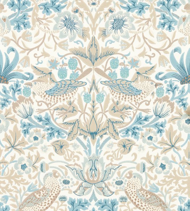 Simply Strawberry Thief Wallpaper - Slate/Vellum - 217060 - Morris & Co - Premier Wallcovering