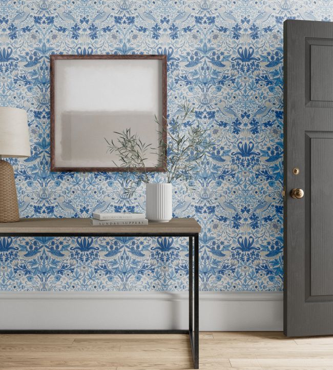 Simply Strawberry Thief Wallpaper - Woad - 217058 - Morris & Co - Premier Wallcovering