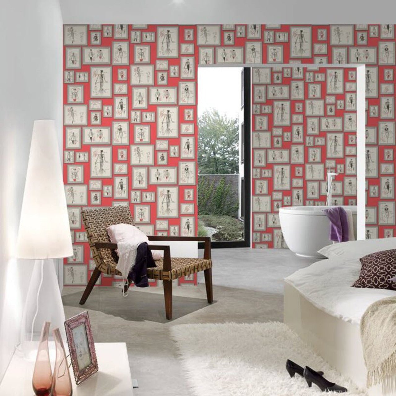 Sketch Wallpaper - Red - A S Creation - Karl Lagerfield - 37846 - 2 - Premier Wallcovering