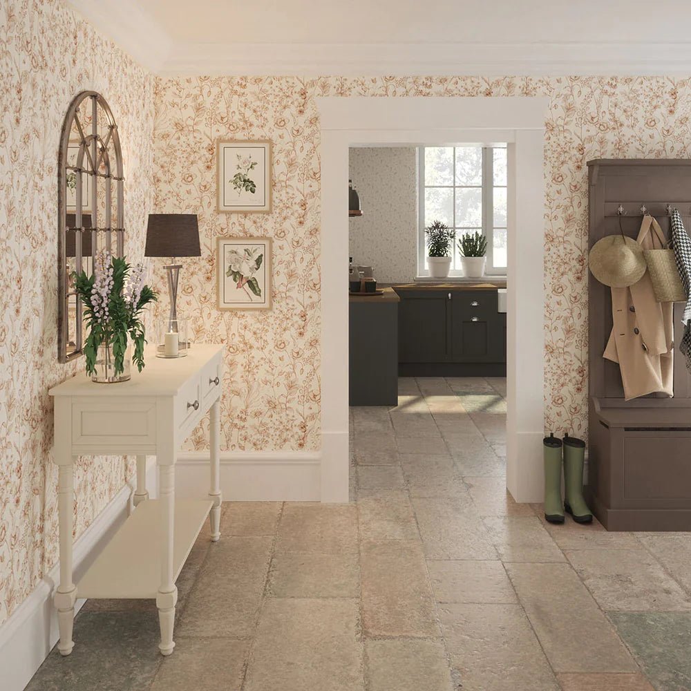 Sketched Meadow Wallpaper - Spice on Windsor Cream - LAN100059 - Lucie Annabel - Premier Wallcovering