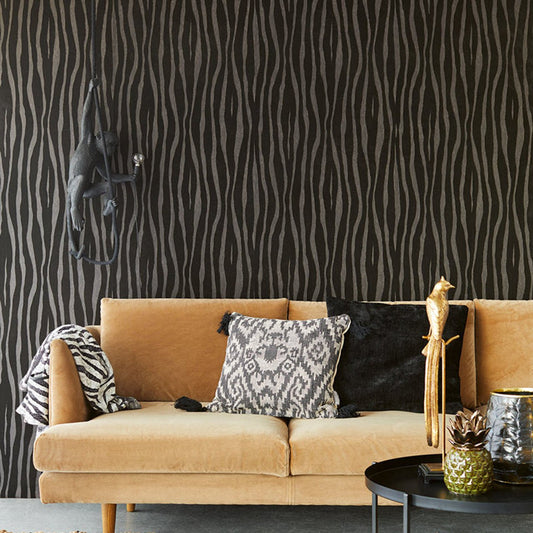 Skin Zebra Stripe Wallpaper - Charcoal - Eijffinger - 300550 - Premier Wallcovering