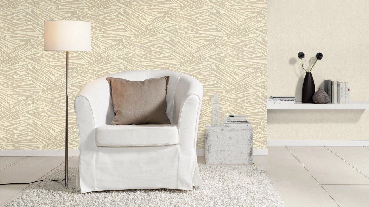 Sky Lounge Abstract Fractal Wallpaper - Pale Beige - Rasch - 608335 - Premier Wallcovering