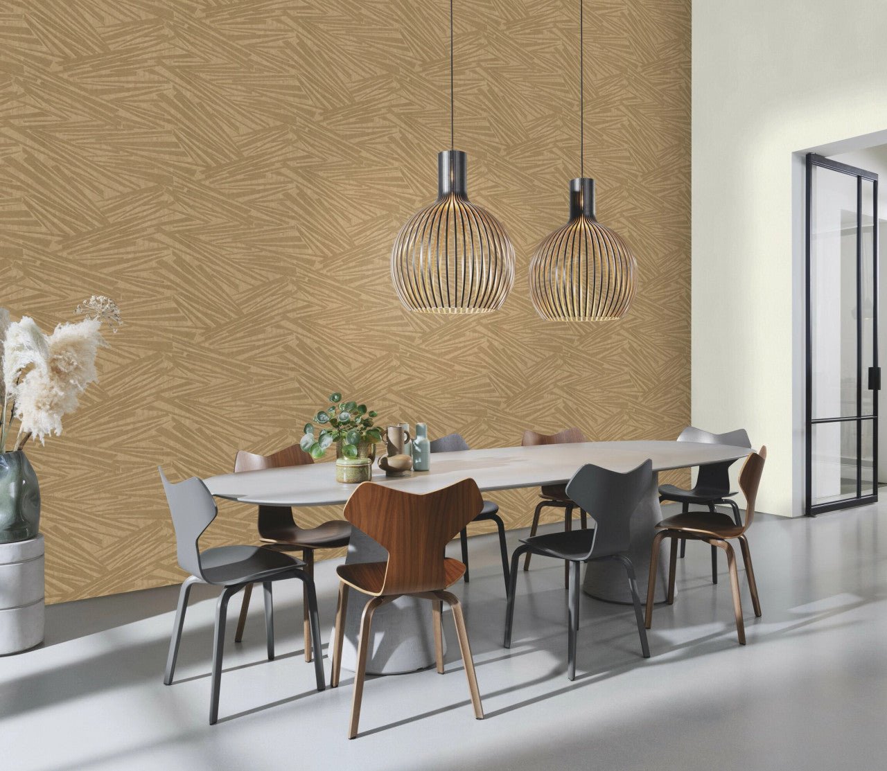 Sky Lounge Abstract Fractal Wallpaper - Gold - Rasch - 608311 - Premier Wallcovering