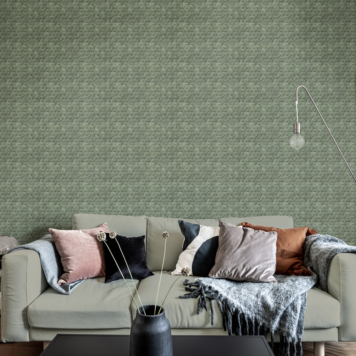 Small Birch Bark Braids Wallpaper - Forest Green - Rebel Walls - R18537 - Premier Wallcovering