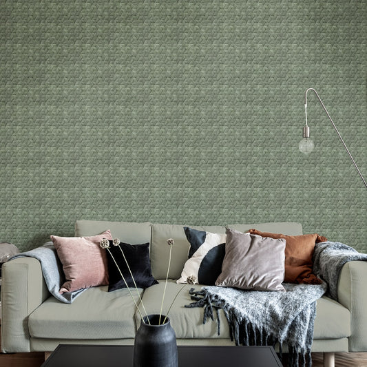Small Birch Bark Braids Wallpaper - Forest Green - Rebel Walls - R18537 - Premier Wallcovering
