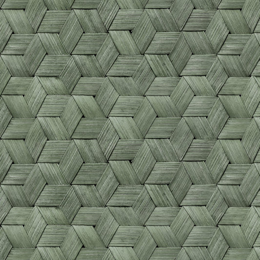 Small Birch Bark Braids Wallpaper - Forest Green - Rebel Walls - R18537 - Premier Wallcovering