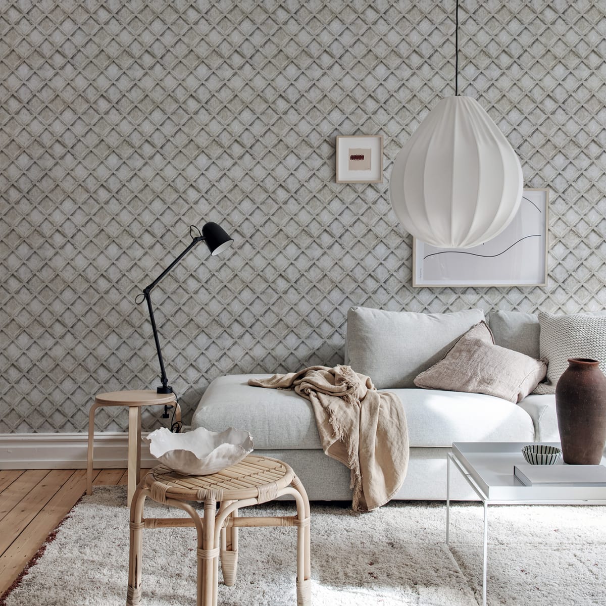 Small Concrete Trellis Wallpaper - Harsh Grey - Rebel Walls - R18525 - Premier Wallcovering