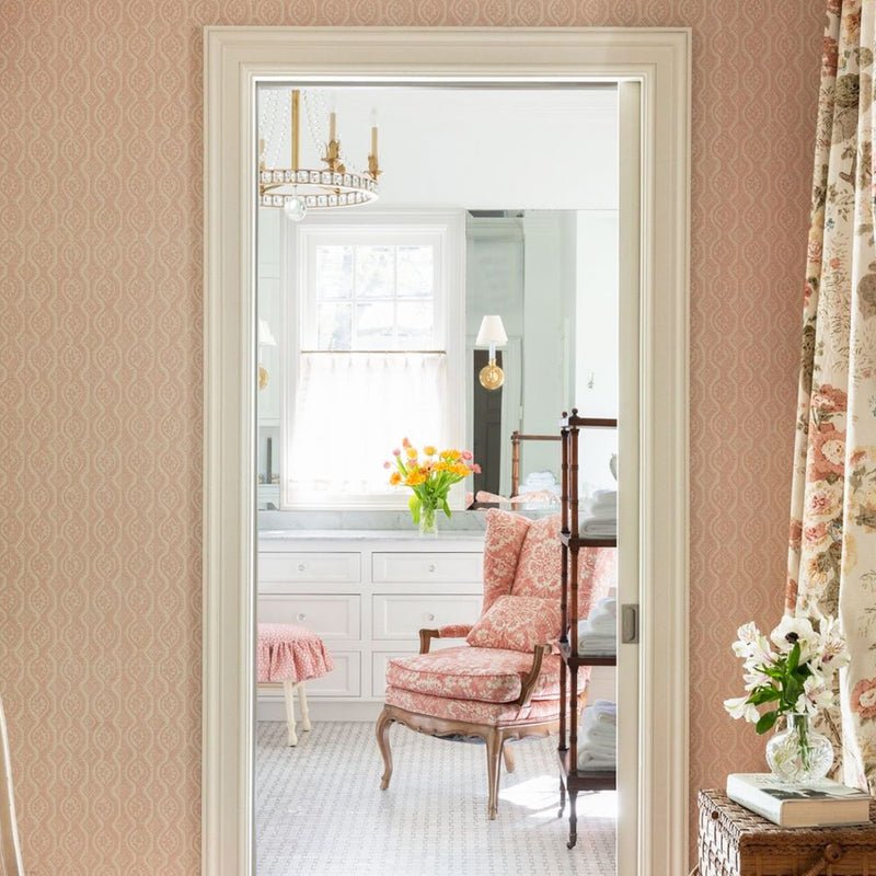 Small Damask Wallpaper - Pink - Blithfield - 880-08 - Premier Wallcovering