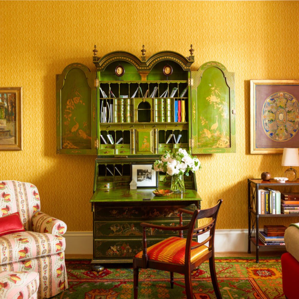 Small Damask Wallpaper - Ochre - Blithfield - 880-10 - Premier Wallcovering