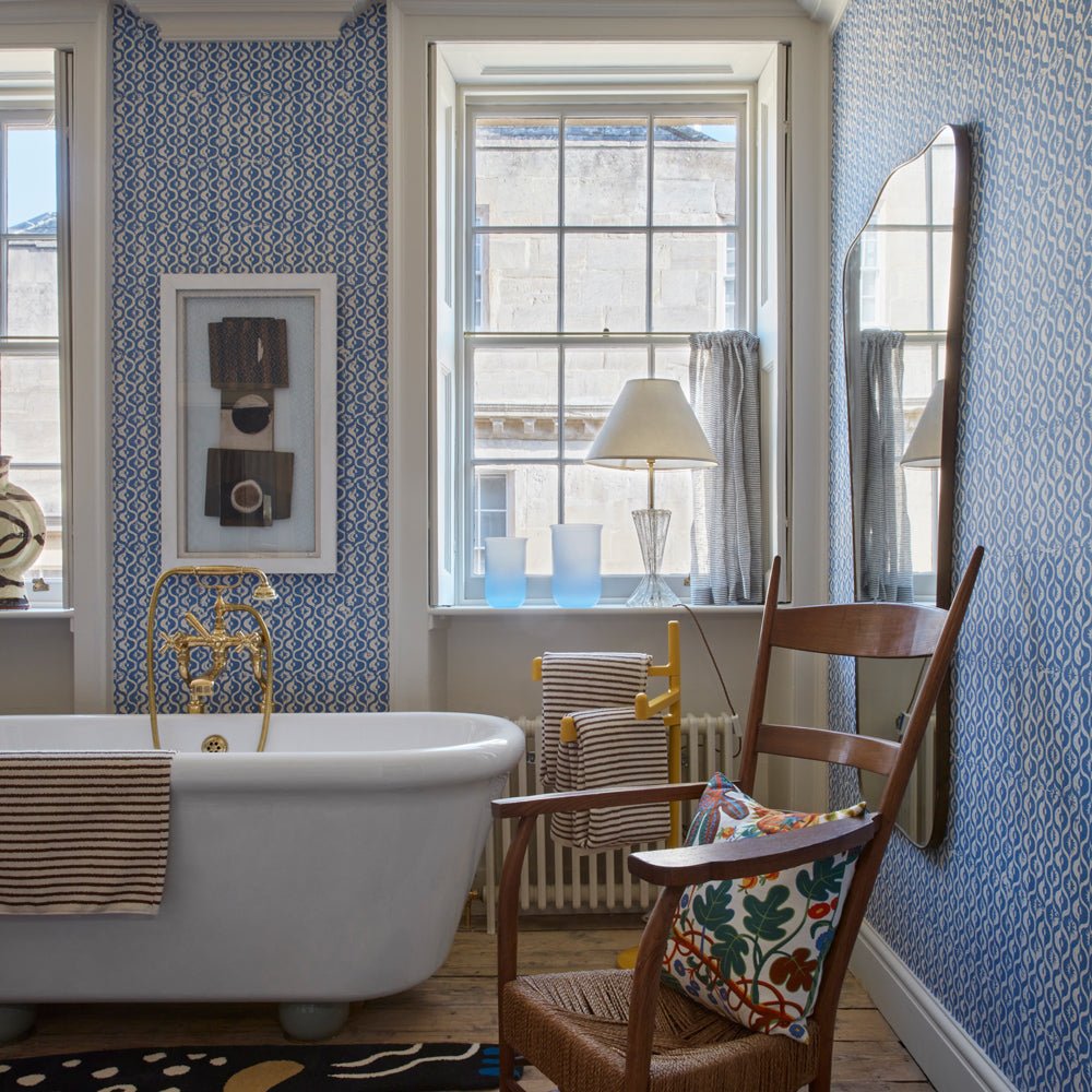 Small Medallion Wallpaper - Azure - Blithfield - 680-01 - Premier Wallcovering