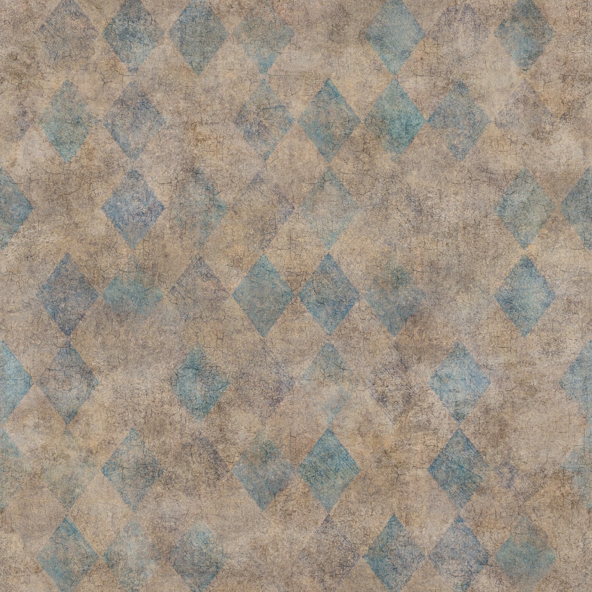 Small Patinated Diamonds Wallpaper - Turquoise - Rebel Walls - R18518 - Premier Wallcovering