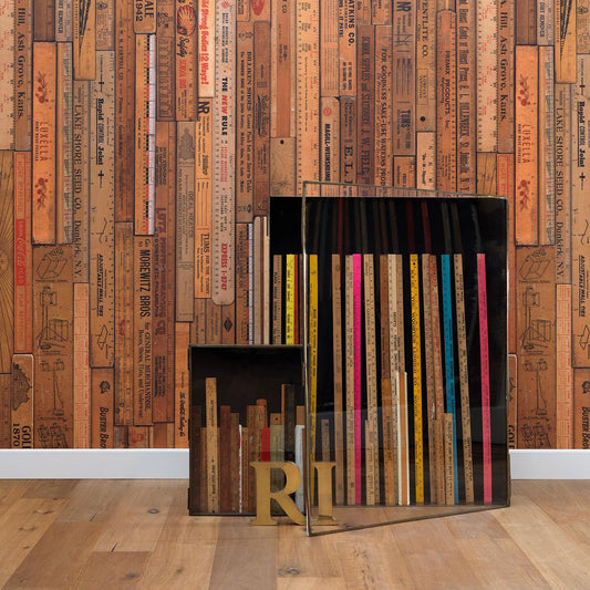 Small Printed Rulers Wallpaper - Brown - NLXL - MRV - 05 - Premier Wallcovering