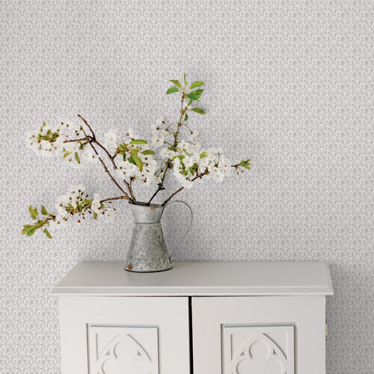 Small Prints Ogee Floral Wallpaper - Black / Greys - Galerie - G56678 - Premier Wallcovering