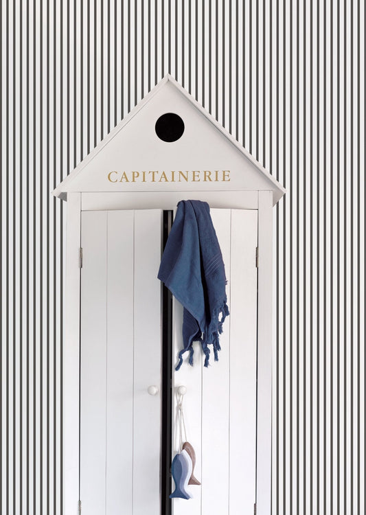 Smart Stripes Pin Stripe Wallpaper - Black / Cream - Galerie - G67533 - Premier Wallcovering