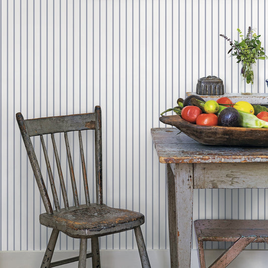 Smart Stripes Skinny Stripe Wallpaper - Dark Blue / White - Galerie - G67565 - Premier Wallcovering