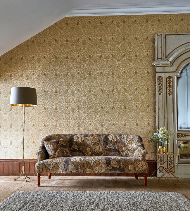 Snakeshead Wallpaper - Gold/Linen - 216429 - Morris & Co - Premier Wallcovering