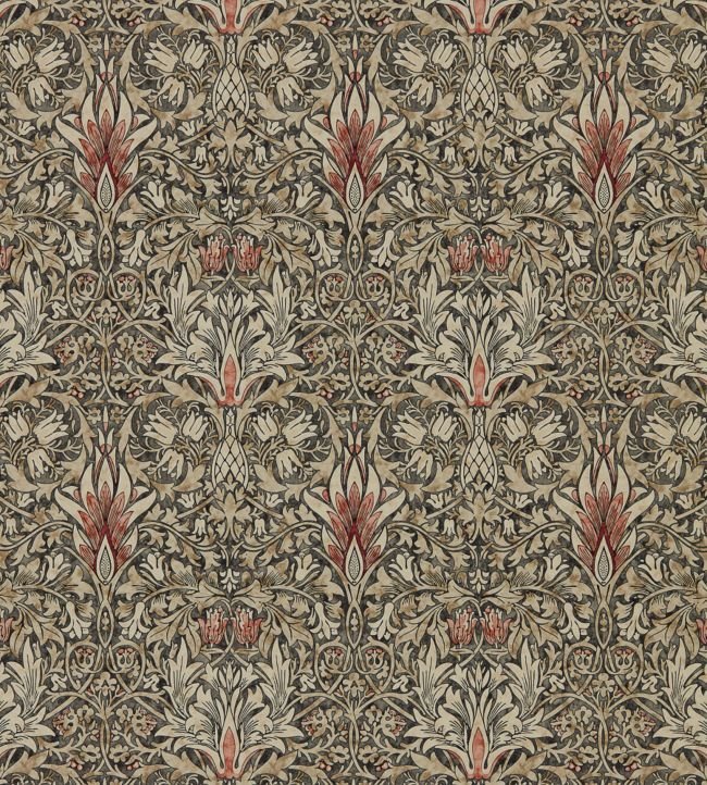 Snakeshead Wallpaper - Charcoal/Spice - 216425 - Morris & Co - Premier Wallcovering
