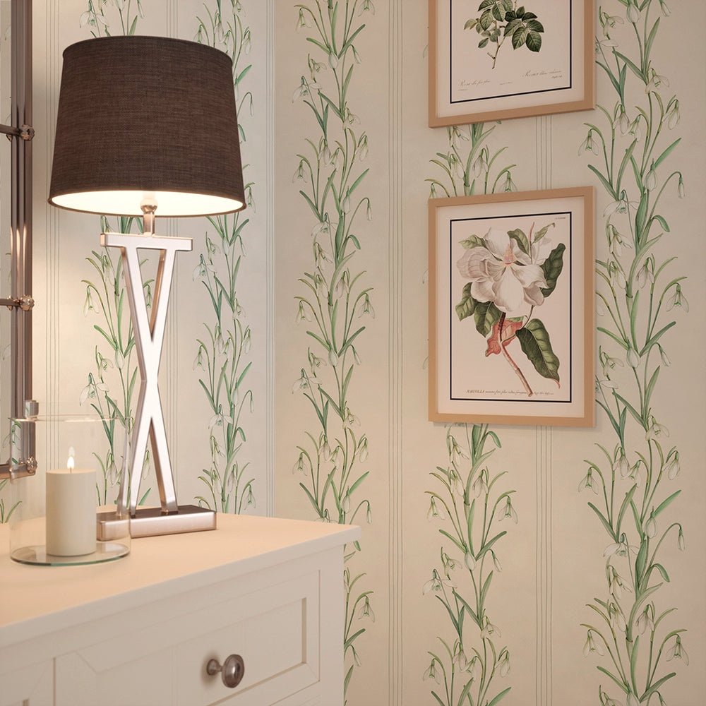 Snowdrop Wallpaper - Cream - LAN100384 - Lucie Annabel - Premier Wallcovering
