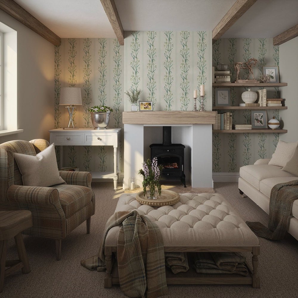 Snowdrop Wallpaper - Cream - LAN100384 - Lucie Annabel - Premier Wallcovering