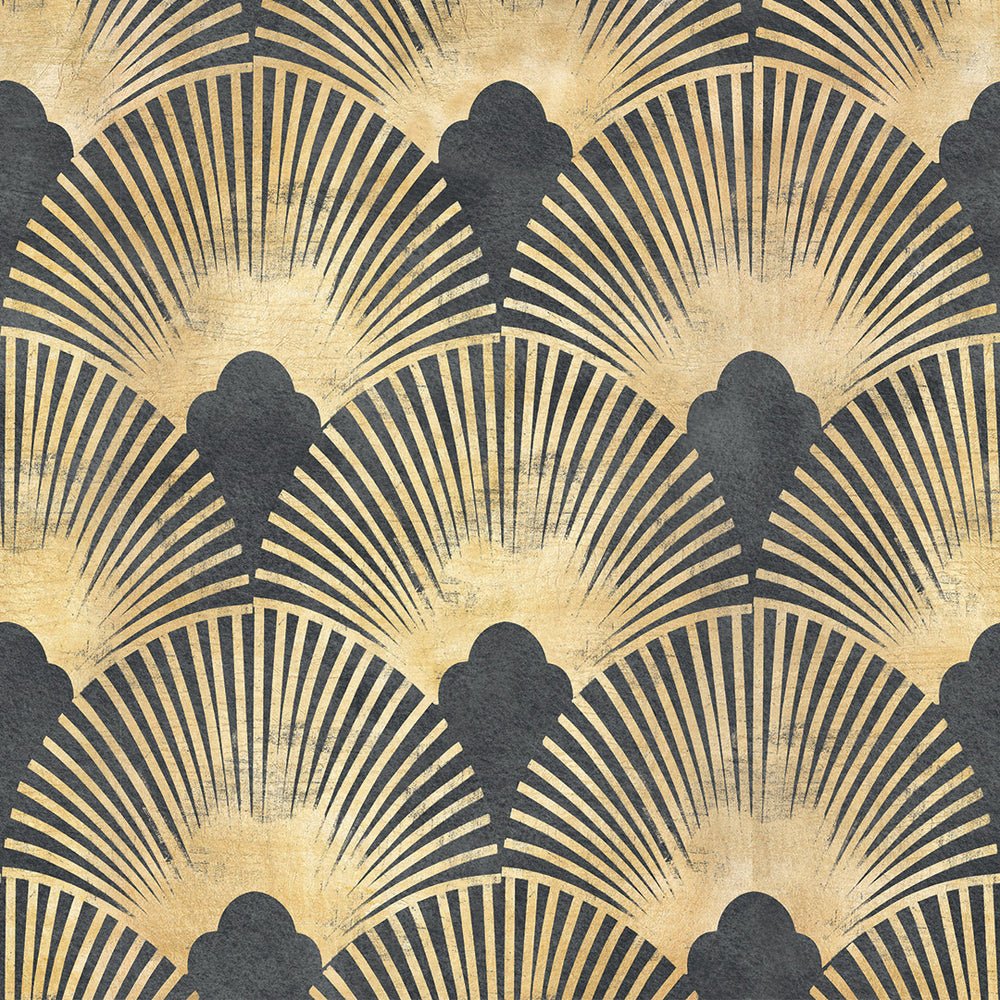 Soleil Wallpaper - Ink and Gold - LAN100174 - Lucie Annabel - Premier Wallcovering