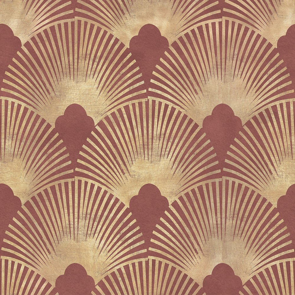 Soleil Wallpaper - Russet Red and Gold - LAN100176 - Lucie Annabel - Premier Wallcovering