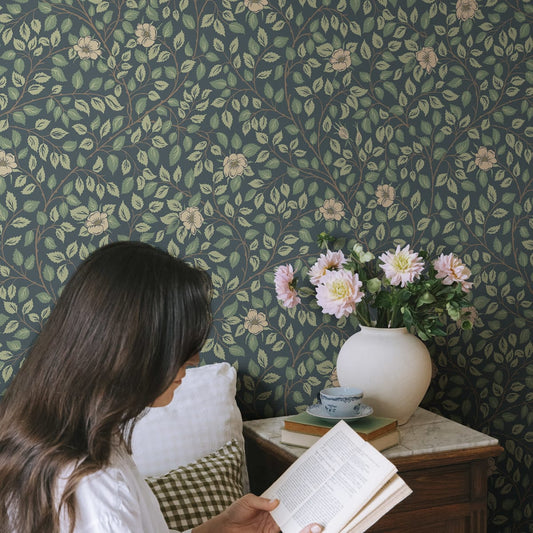 Solliden Wallpaper - Midnight Blue - Sandberg - S10465 - Premier Wallcovering