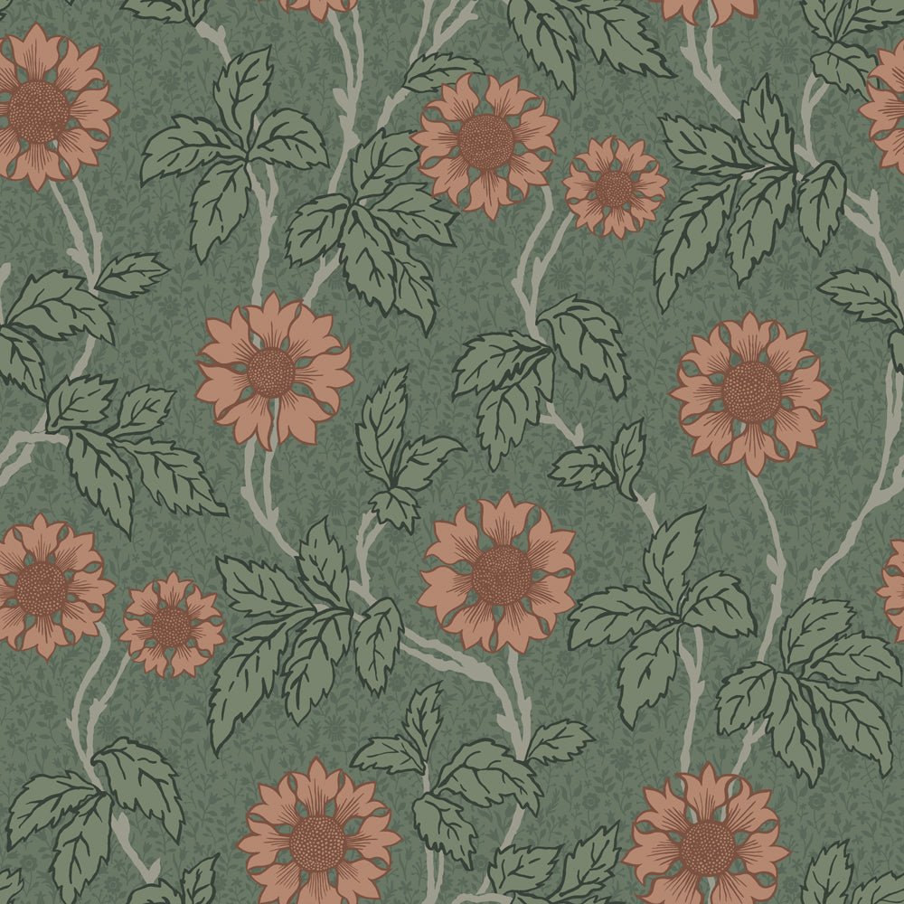 Solvej Wallpaper - Dark Green - Midbec - 28024 - Premier Wallcovering