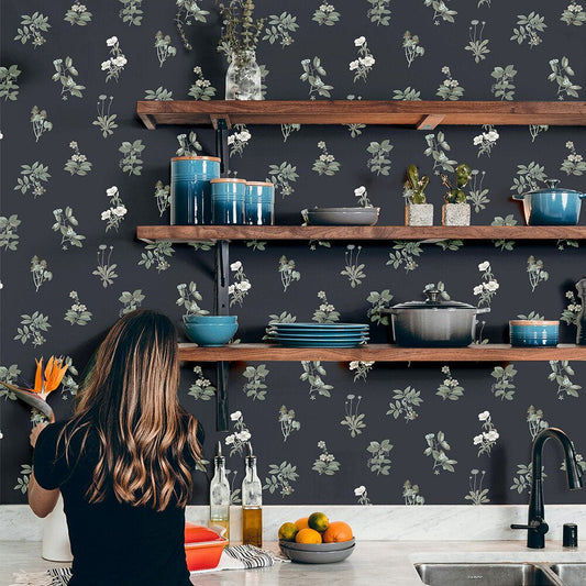Somerton Wallpaper - Blue Black - Timothy Wilman - TW2563 - Premier Wallcovering
