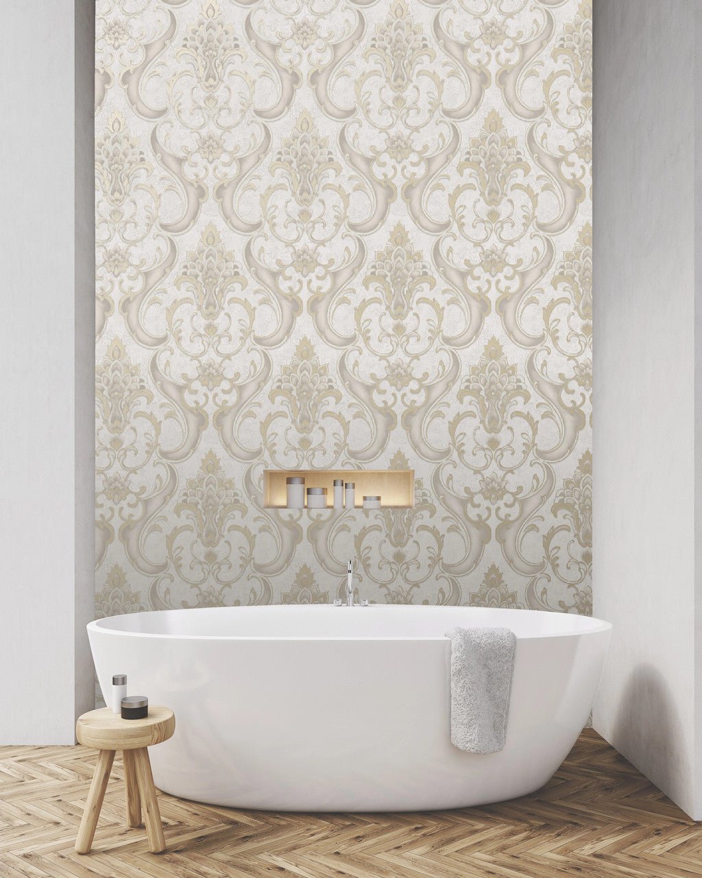 Sonata Damask Wallpaper - Gold - Rasch - 539769 - Premier Wallcovering
