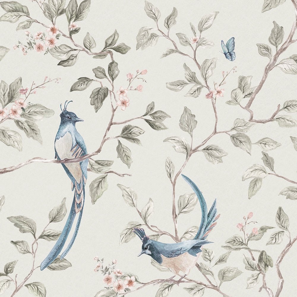Song of The Lovebirds Wallpaper - Warm Grey - LAN100393 - Lucie Annabel - Premier Wallcovering