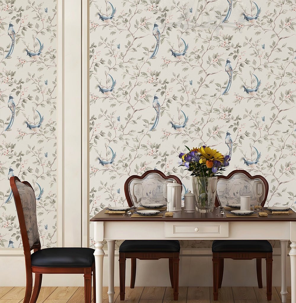 Song of The Lovebirds Wallpaper - Warm Grey - LAN100393 - Lucie Annabel - Premier Wallcovering
