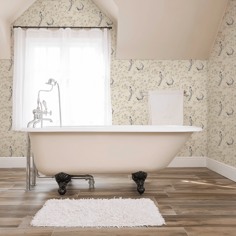 Song of The Lovebirds Wallpaper - Cream - LAN100392 - Lucie Annabel - Premier Wallcovering