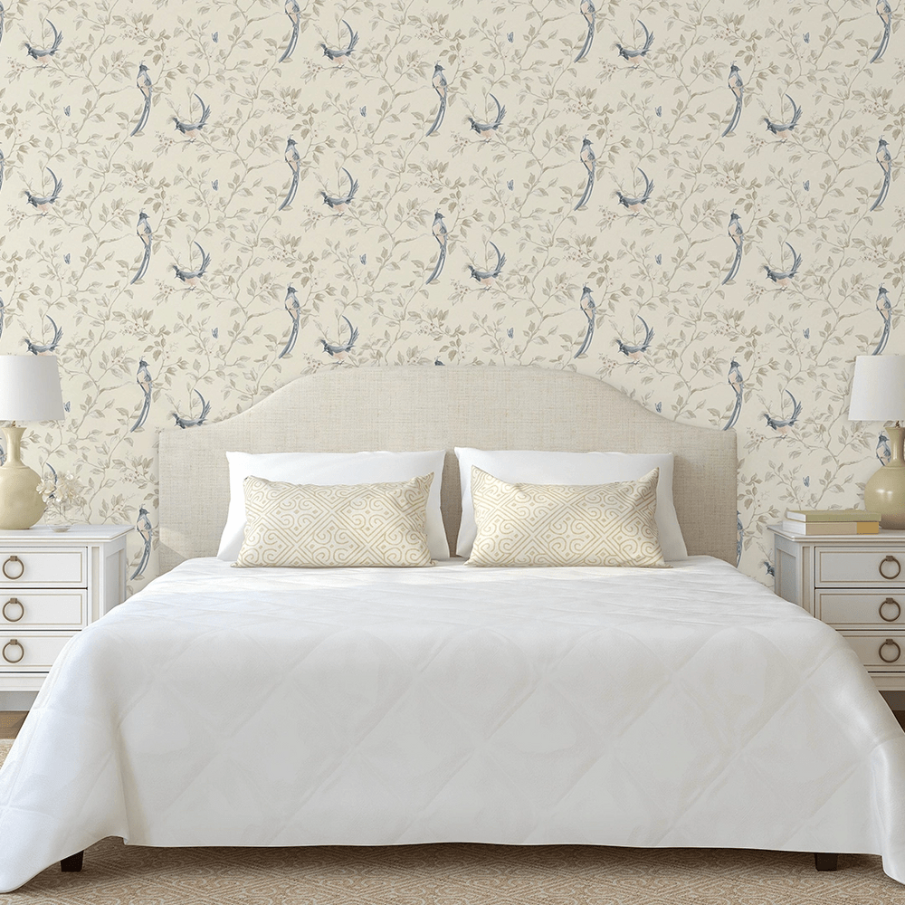 Song of The Lovebirds Wallpaper - Cream - LAN100392 - Lucie Annabel - Premier Wallcovering