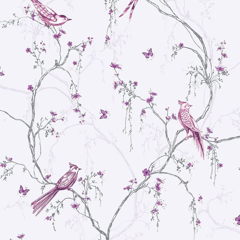 Songbird Wallpaper - Lilac - Superfresco Easy - 101842 - Premier Wallcovering