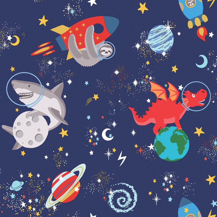 Space Animals Wallpaper - Navy - Holden Décor - 90922 - Premier Wallcovering