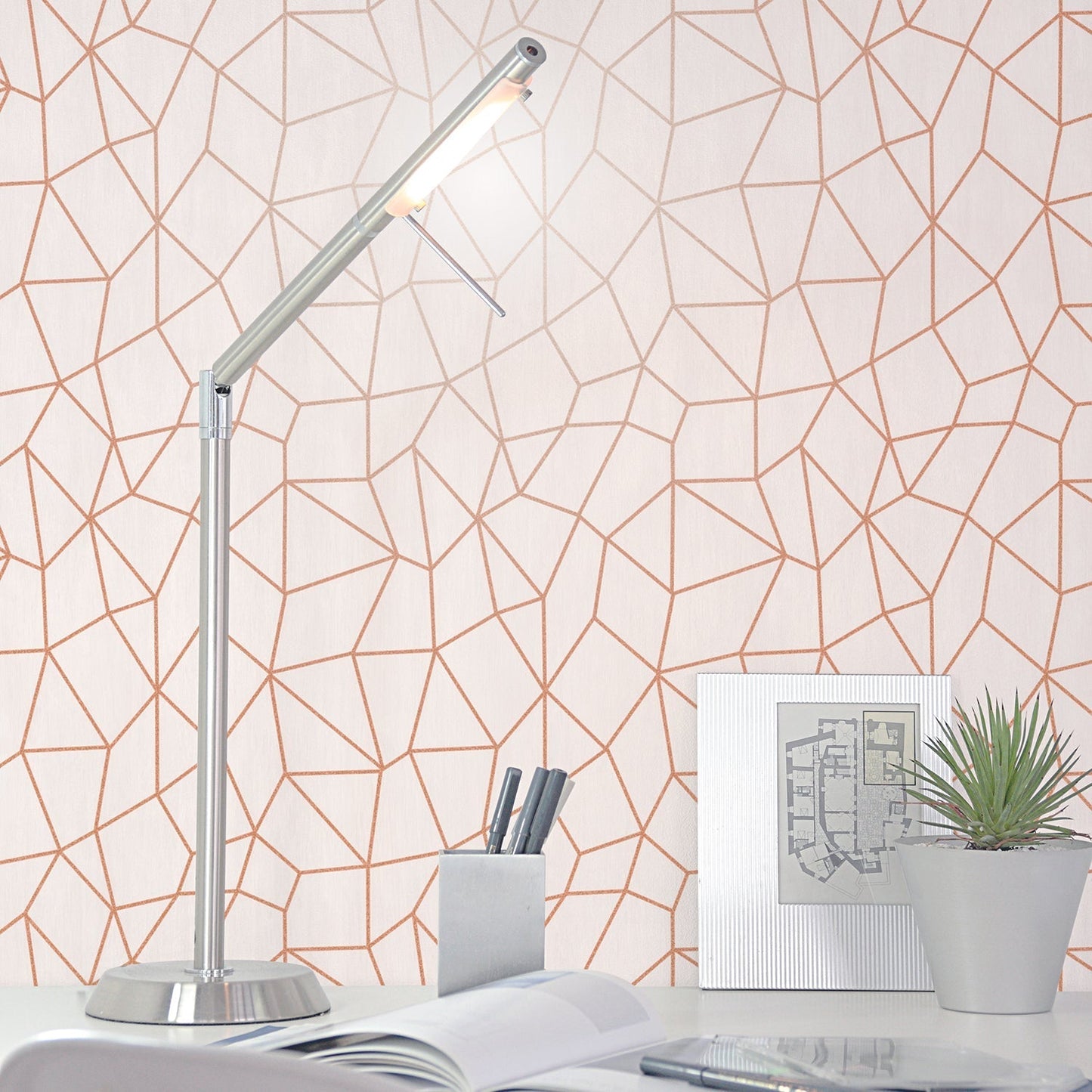 Special FX Metallic Web Effect Wallpaper - Copper / Beige - Galerie - G67701 - Premier Wallcovering