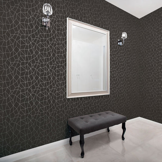 Special FX Metallic Web Effect Wallpaper - Silver / Black - Galerie - G67694 - Premier Wallcovering