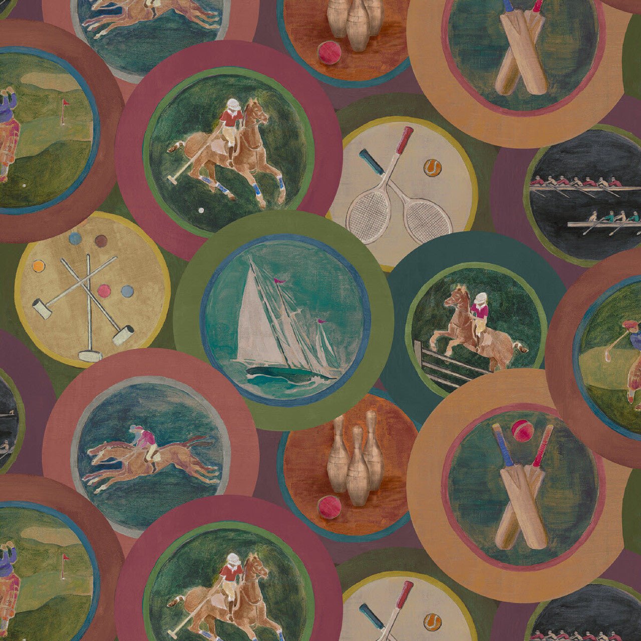 Sporting Life Wallpaper - Plum - Mulberry Home - FG095/H113 - Premier Wallcovering