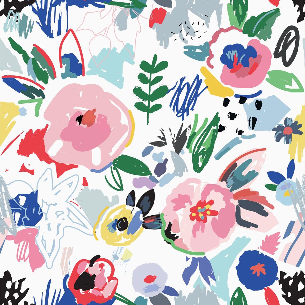 Spring Fling Wallpaper - Multicoloured on White - Lust Home - LH900323 - Premier Wallcovering