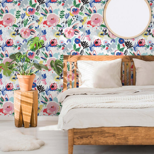 Spring Fling Wallpaper - Multicoloured on White - Lust Home - LH900323 - Premier Wallcovering