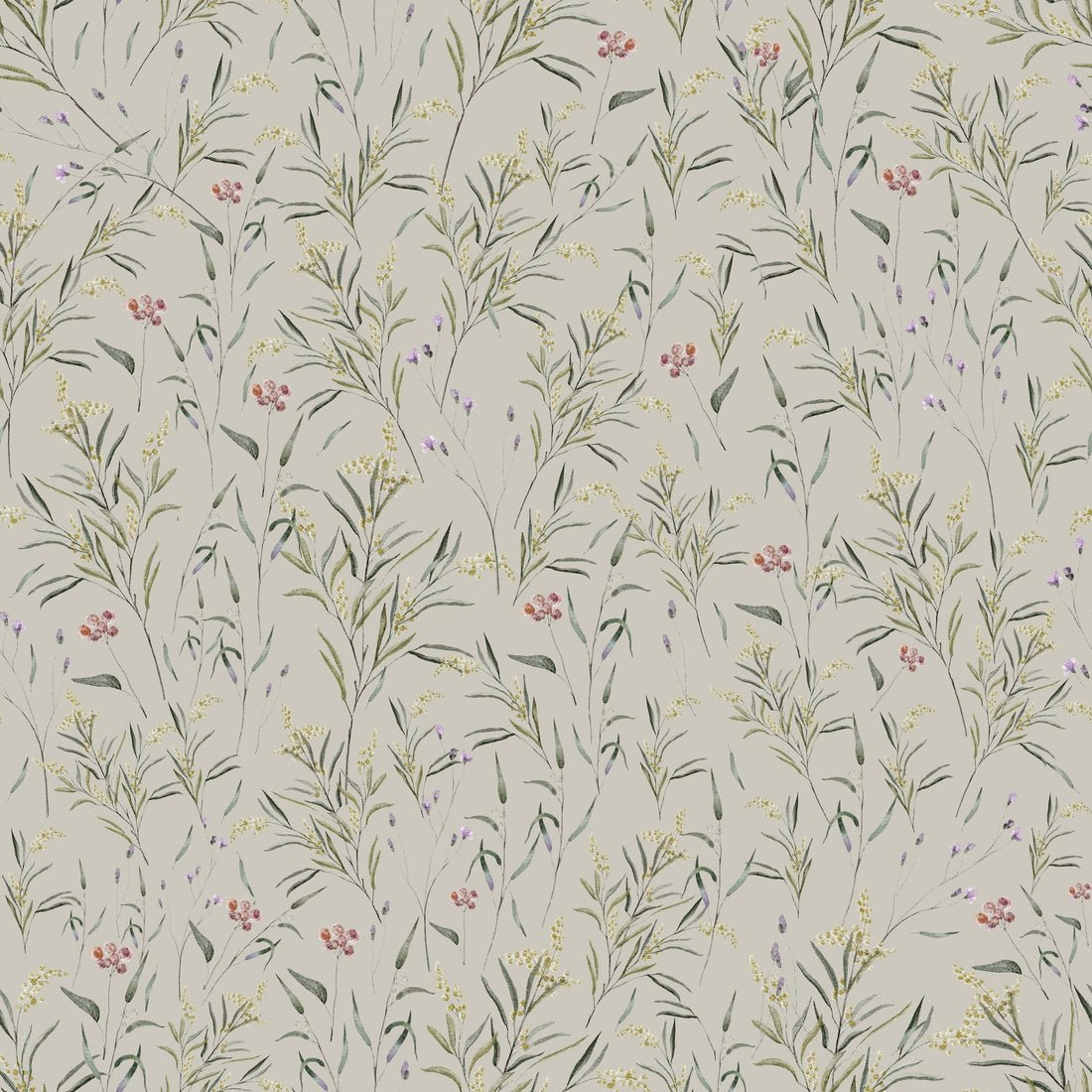 Spring Meadow Wallpaper - Green - Summer Gray - Premier Wallcovering