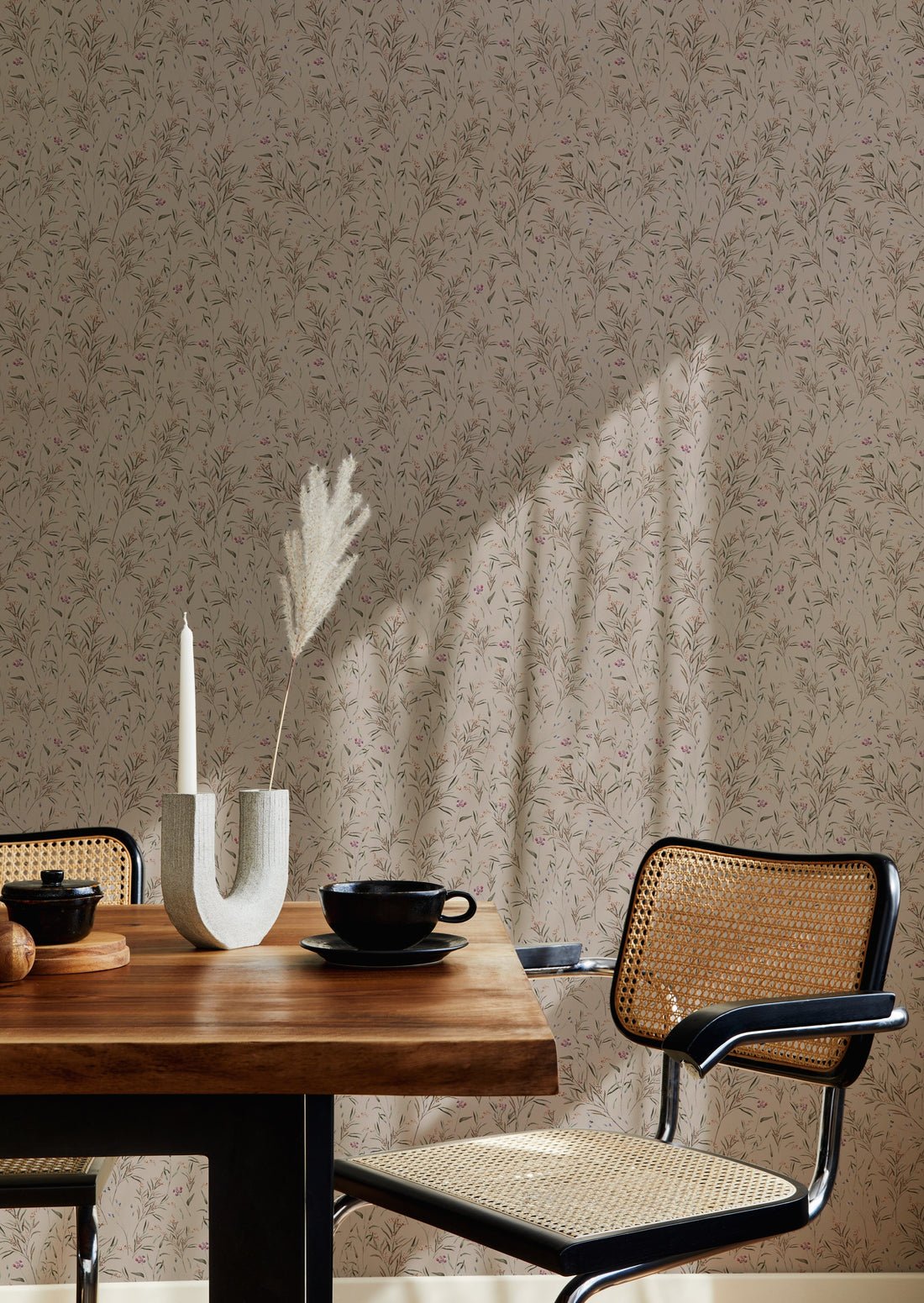 Spring Meadow Wallpaper - Pink - Summer Gray - Premier Wallcovering