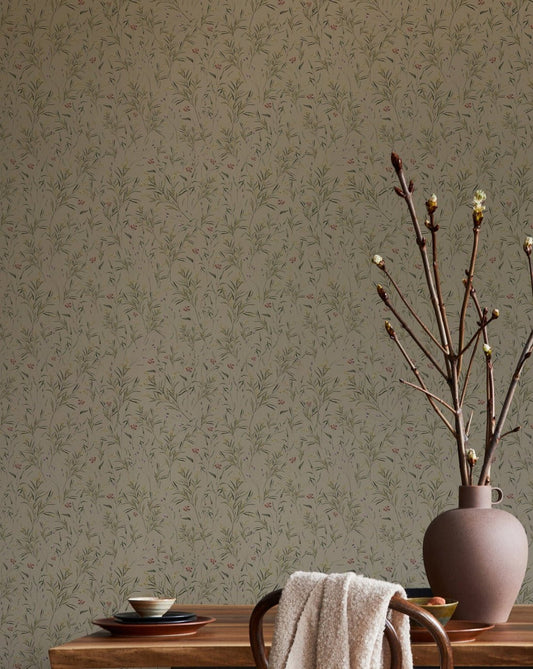 Spring Meadow Wallpaper - Green - Summer Gray - Premier Wallcovering