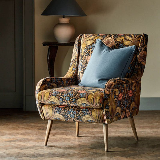 Spring Thicket Velvet Fabric - Midnight/Lilac - Morris & Co - 227206 - Premier Wallcovering