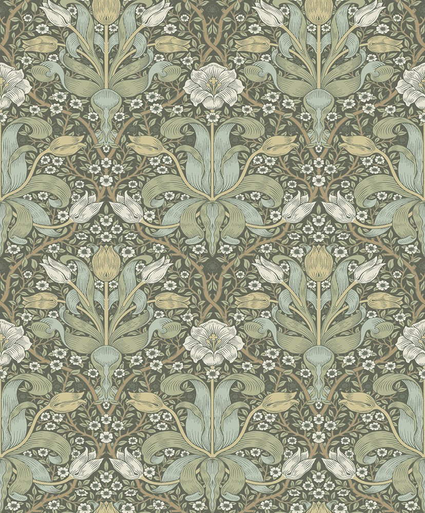 Spring Thicket Wallpaper - Green / White - Midbec - 82067 - Premier Wallcovering
