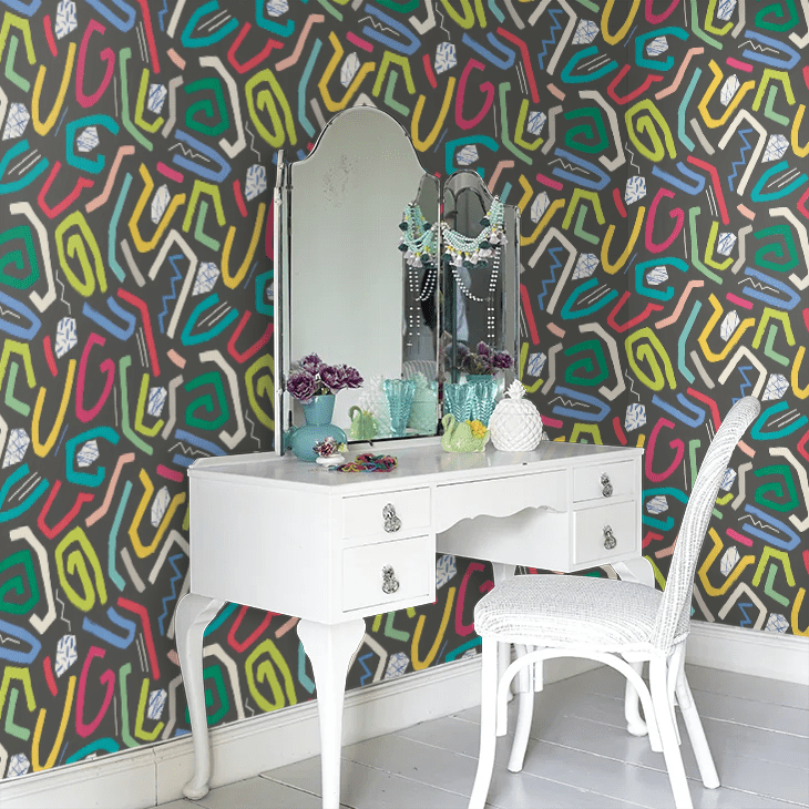 Squiggle Wallpaper - Onyx Bright - Ohpopsi - ABS50128W - Premier Wallcovering
