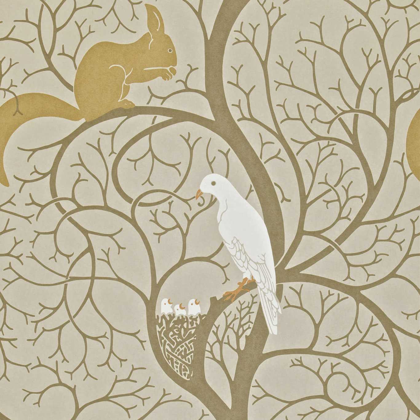 Squirrel & Dove Wallpaper - Linen/Ivory - DVIWSQ101 - Sanderson - Premier Wallcovering