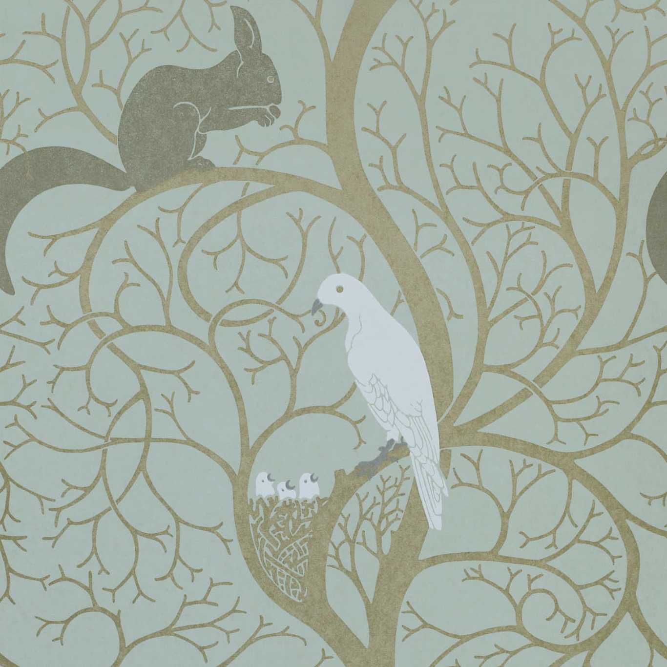Squirrel & Dove Wallpaper - Eggshell/Ivory - DVIWSQ103 - Sanderson - Premier Wallcovering