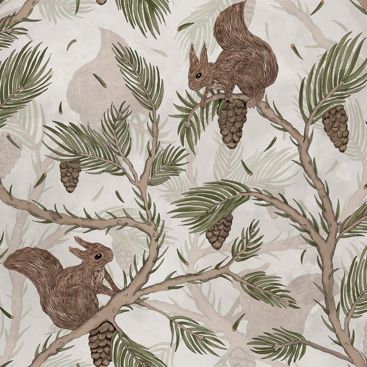 Squirrel Mountain Wallpaper - Sand - Rebel Walls - R17983 - Premier Wallcovering