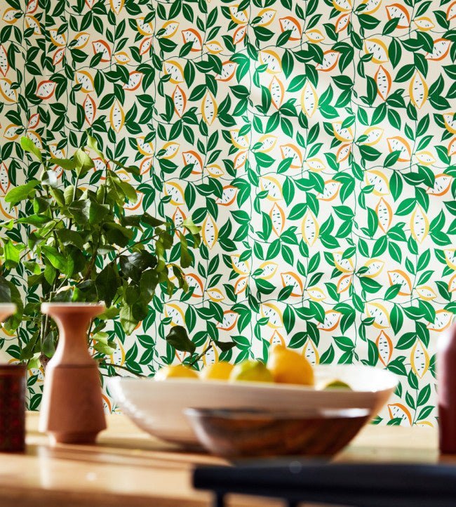 St Clements Wallpaper - Lemon / Tangerine - NART112803 - Scion - Premier Wallcovering